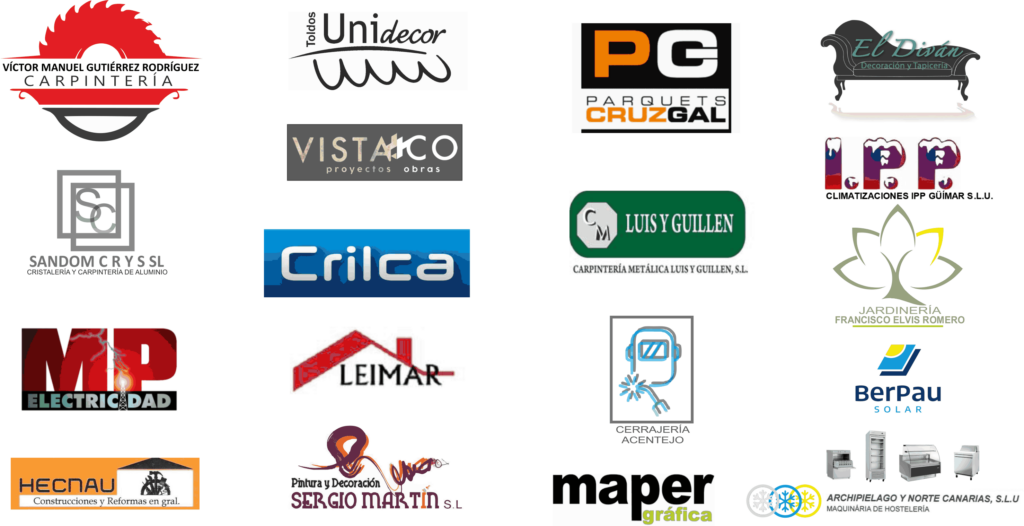 Empresas colaboradoras de Inarqo: carpintería, cristalería, electricidad, climatización, mobiliario, rotulación, jardinería, cerrajería y otros oficios.